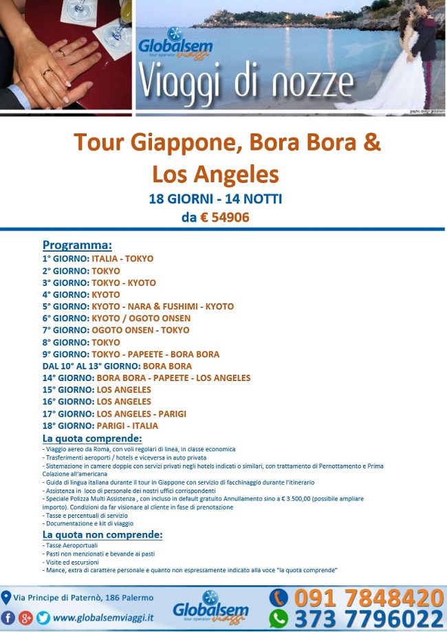 Viaggio di Nozze Tour e Giappone, Bora Bora e Los Angeles