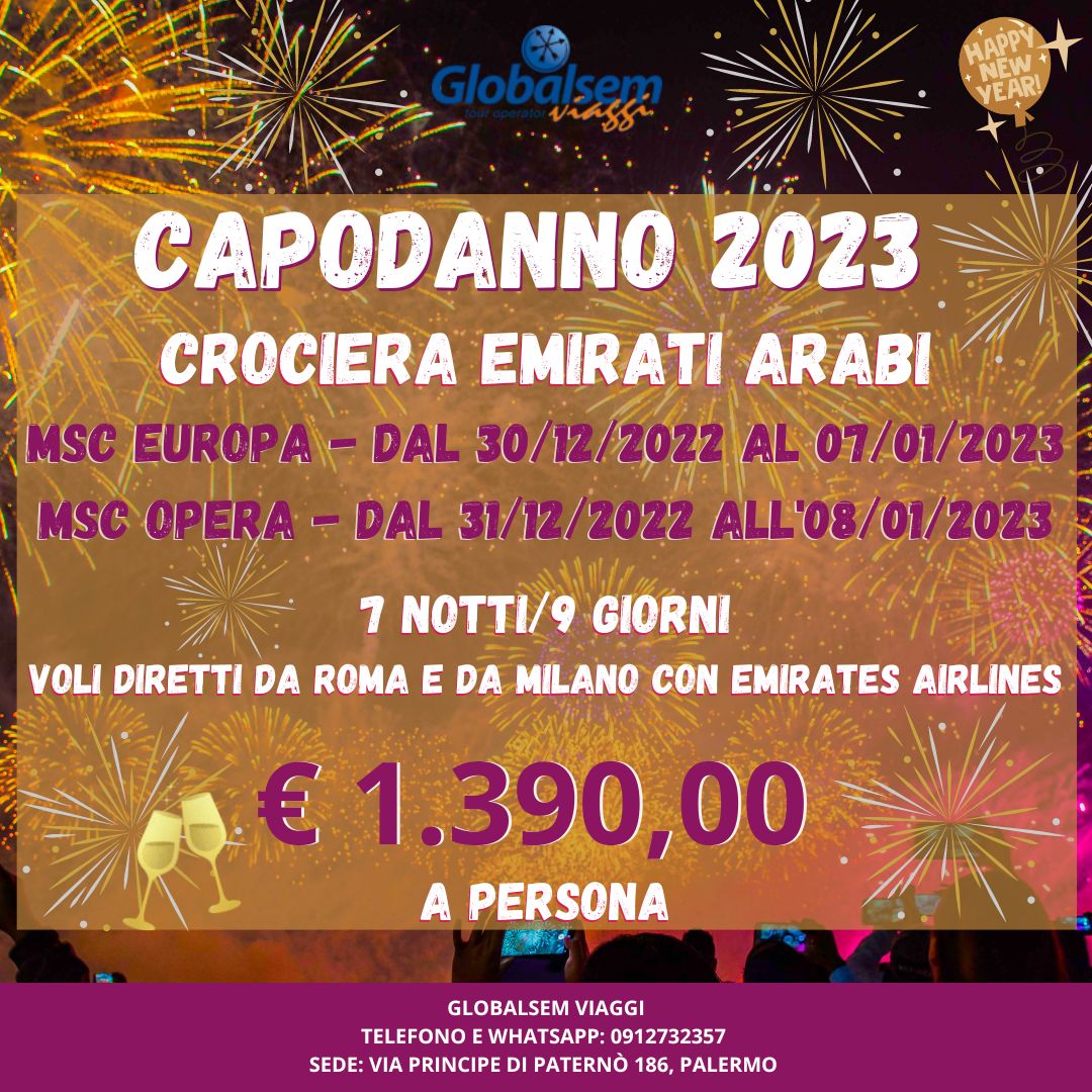 CAPODANNO 2023 CROCIERA EMIRATI ARABI - Voli da Roma e da Milano
