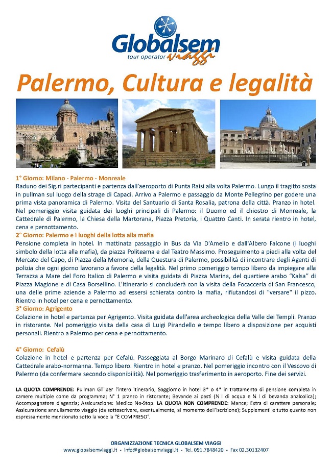 TOUR DELLA MAFIA Palermo LEGALITA e Cultura Agrigento Cefalu
