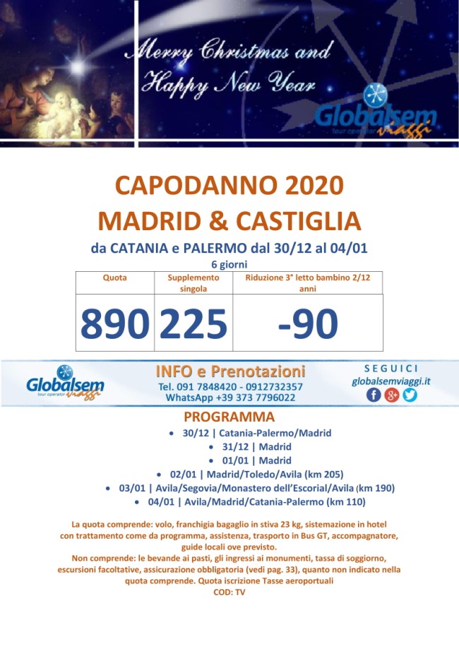 CAPODANNO 2020 Top MADRID & CASTIGLIA
