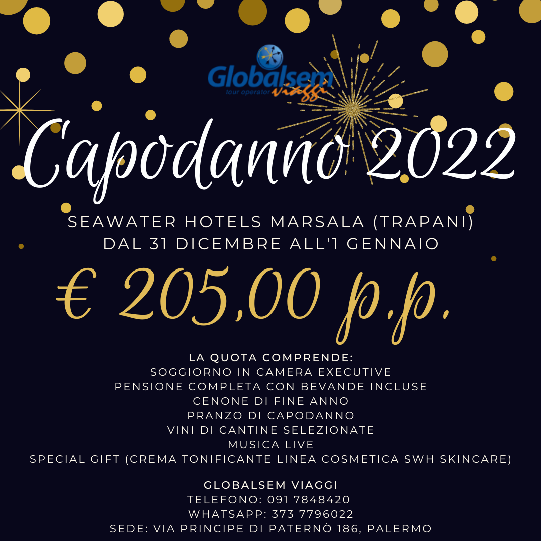 CAPODANNO 2021-2022 al SEAWATER HOTELS Marsala - (TRAPANI) - Sicilia
