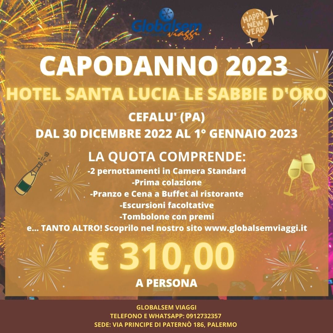 CAPODANNO 2023 all'Hotel Santa Lucia Le Sabbie D'Oro - Cefalù (PA) - Sicilia