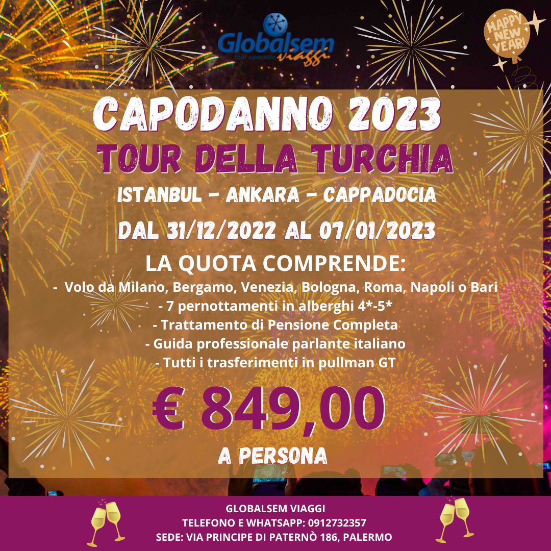 CAPODANNO 2023 in TURCHIA - VOLI dall'Italia