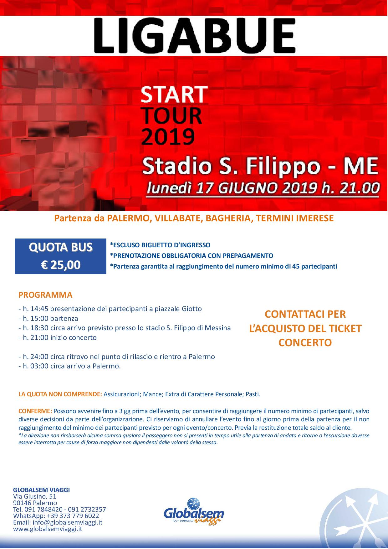 LIGABUE in CONCERTO giugno 2019 Stadio S. FIlippo Messina