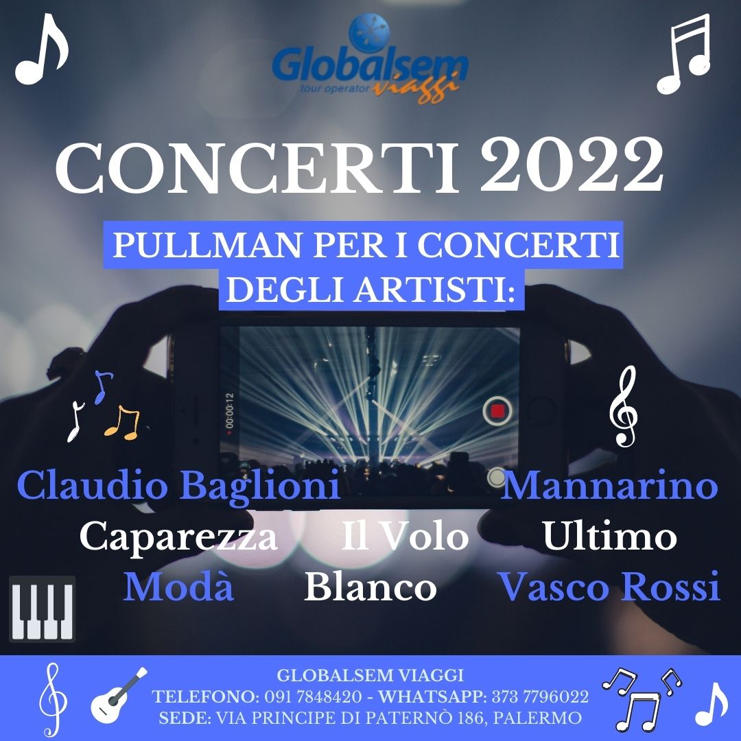 CONCERTI 2022 - PULLMAN DA PALERMO - Sicilia
