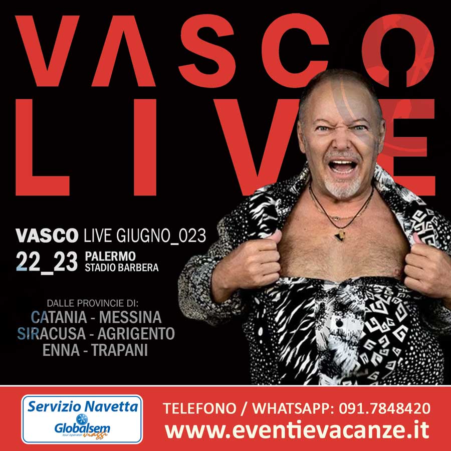 BUS per VASCO ROSSI in Concerto a Palermo il 22 e 23 giugno 2023