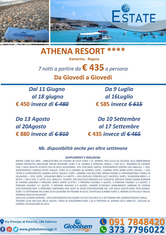 Estate 2020 Athena Resort, Kamarina (RAGUSA) - Sicilia