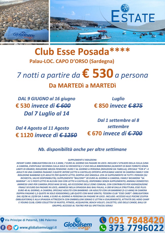 ESTATE 2020 Club Esse Posada, Capo d'Orso - Sardegna