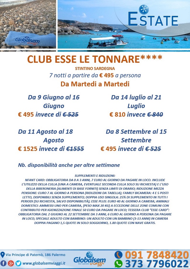 Estate 2020 Le TONNARE Family Club a Stintino (Sassari-Sardegna)