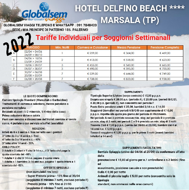 ESTATE 2022 all'Hotel Delfino Beach - Marsala (TP) - Sicilia