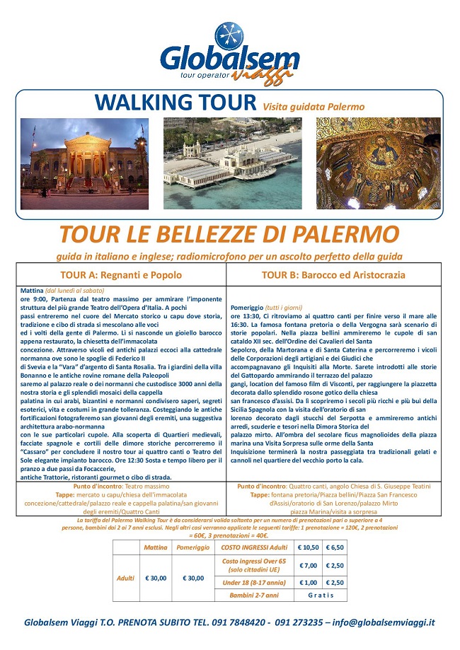WALKING TOUR Palermo VISITA Escursione GUIDATA da 1 Giorno MUSEI E MONUMENTI