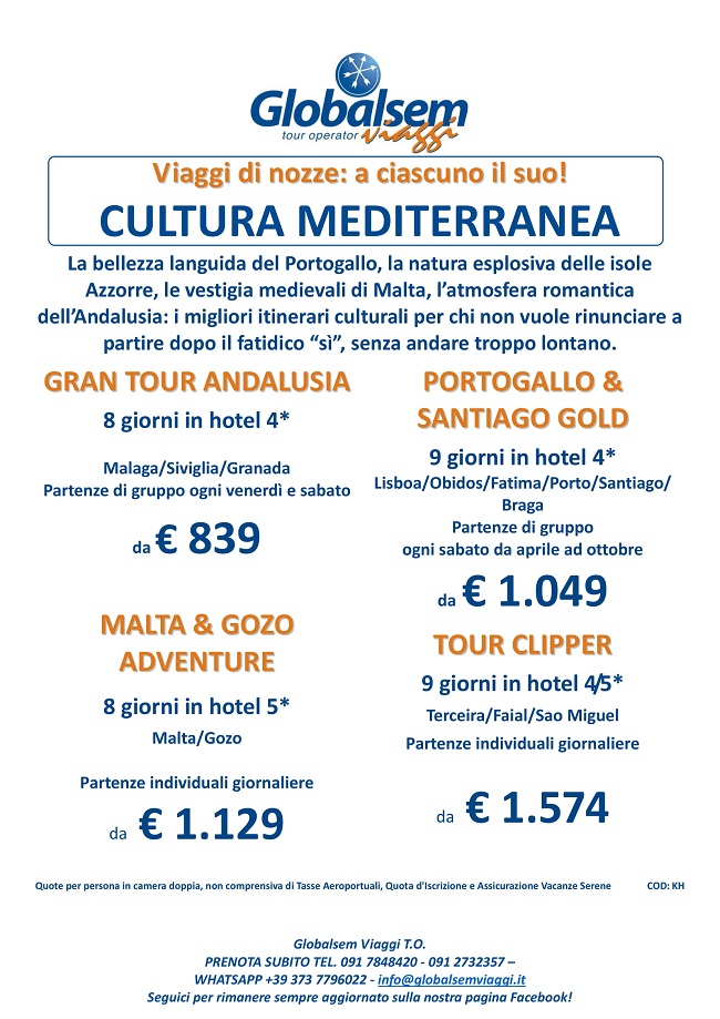 Viaggi di nozze CULTURA MEDITERRANEA: ANDALUSIA, PORTOGALLO & SANTIAGO, MALTA & GOZO, TOUR CLIPPER 2018