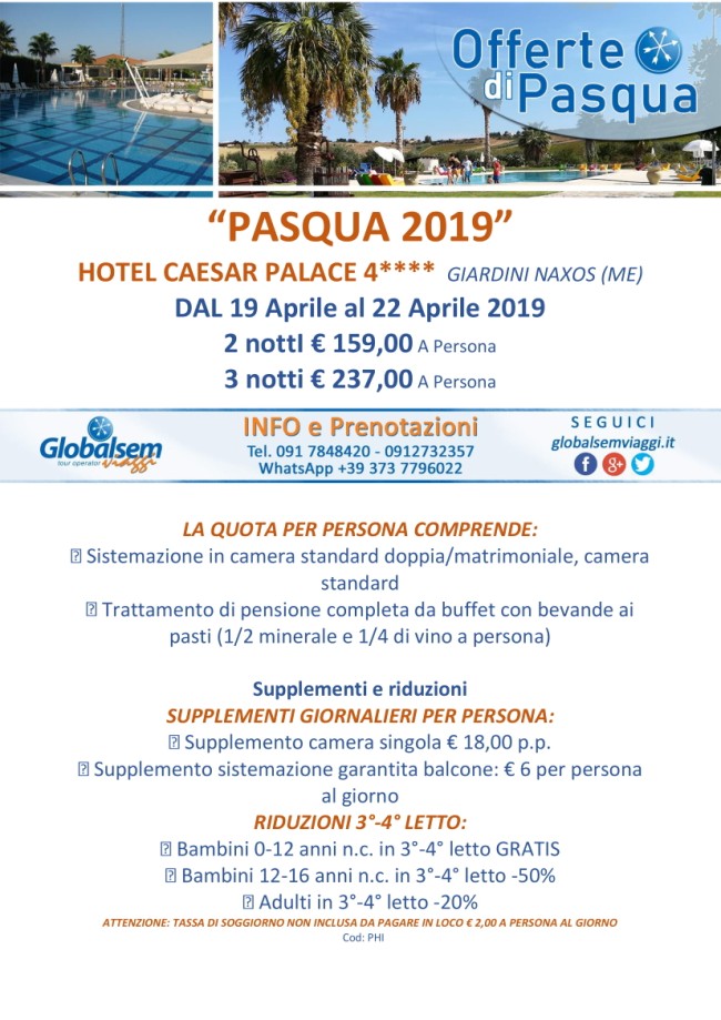 PASQUA 2019 Hotel CAESAR PALACE 4**** 