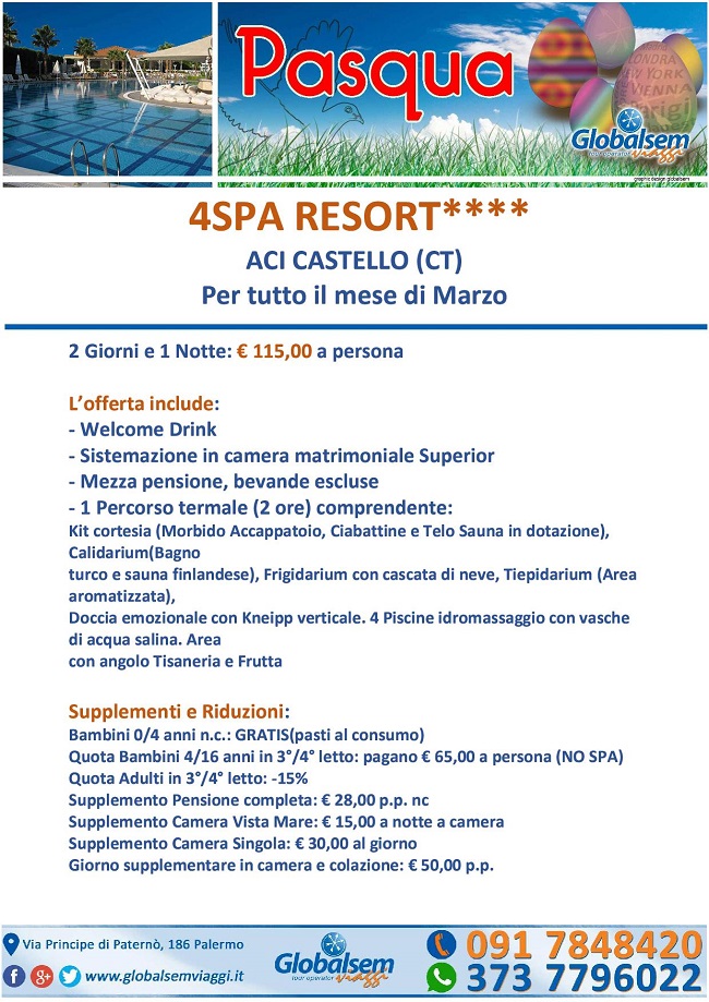 PASQUA 2020 4 SPA Resort HOTEL, Aci Castello (CATANIA) - Sicilia