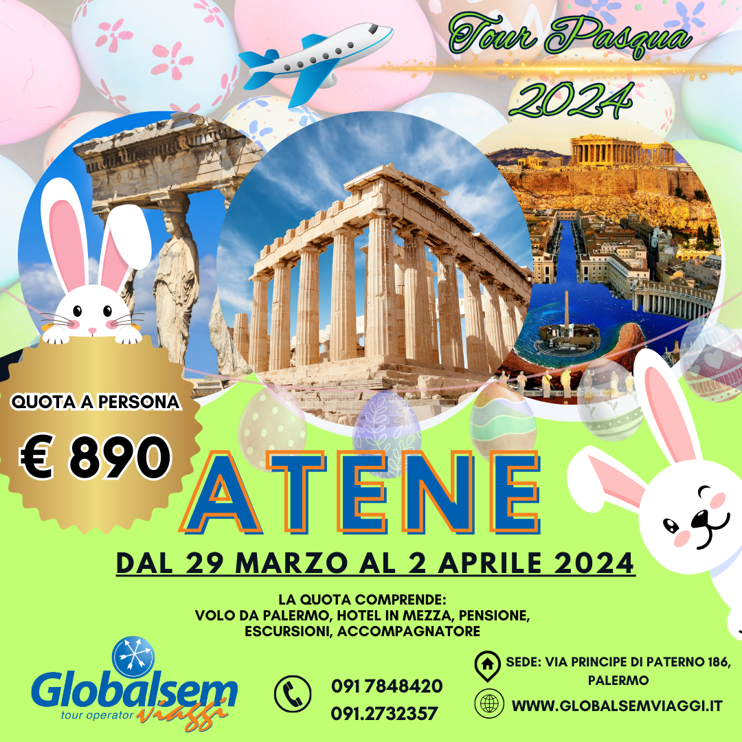TOUR PASQUA 2024-ATENE, volo da Palermo