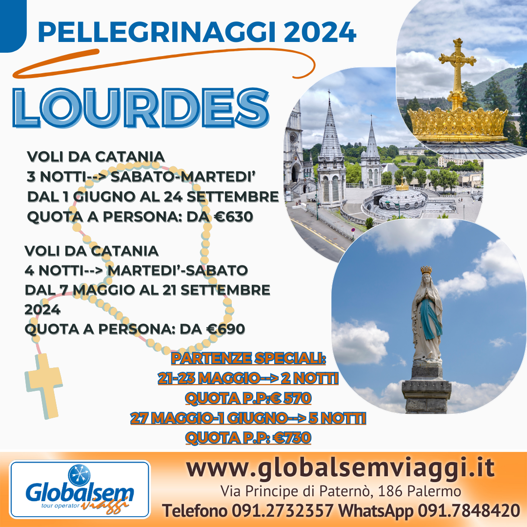 PELLEGRINAGGI 2024-LOURDES,volo da Catania