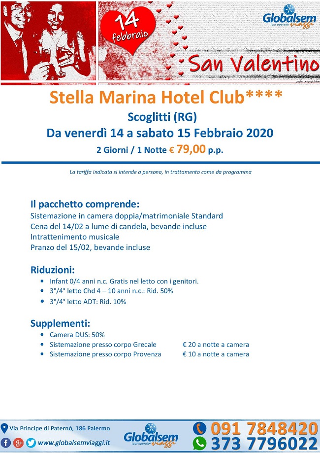 SAN VALENTINO 2020 STELLA MARINA HOTEL CLUB, Scoglitti , RAGUSA, Sicilia