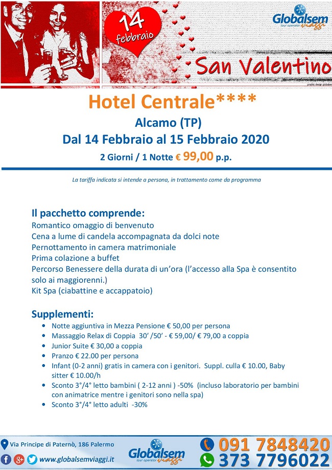 SAN VALENTINO 2020 HOTEL CENTRALE, Alcamo (TRAPANI) - Sicilia
