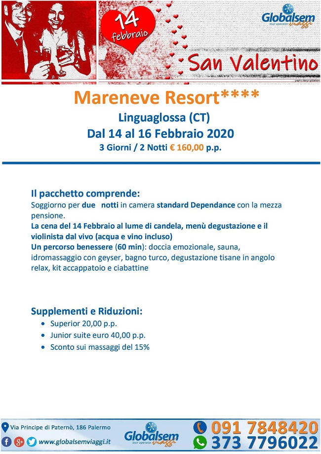 SAN VALENTINO 2020 Mareneve Resort Linguaglossa (CATANIA) - Sicilia