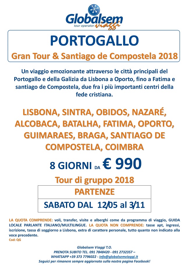 portogallo gran tour e santiago de compostela estate 2018