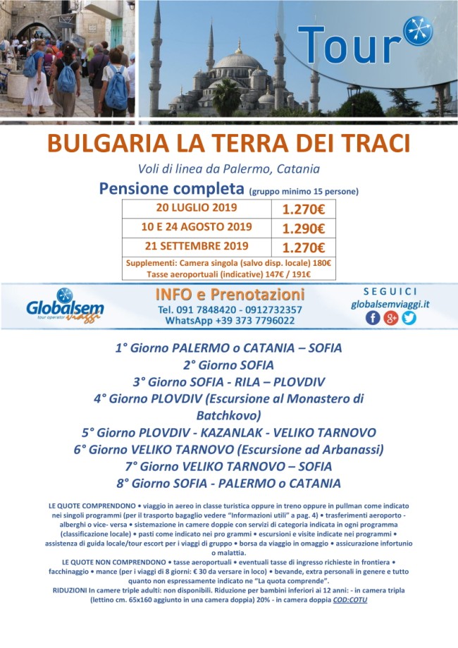 TOUR GUIDATI 2019 BULGARIA Terra dei Traci