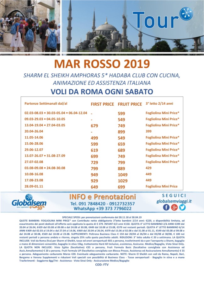 TOUR GUIDATI 2019 Mar Rosso SHARM EL SHEIKH