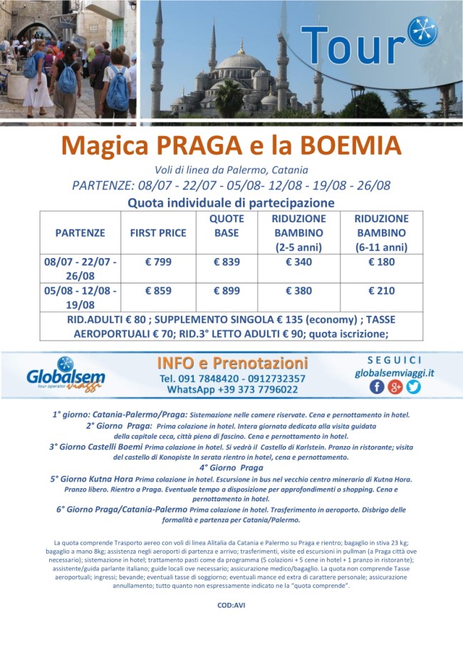 TOUR GUIDATI 2019  Magica PRAGA e la Boemia