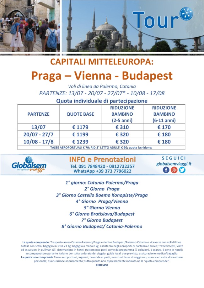 TOUR GUIDATI 2019 Praga - VIENNA - Budapest