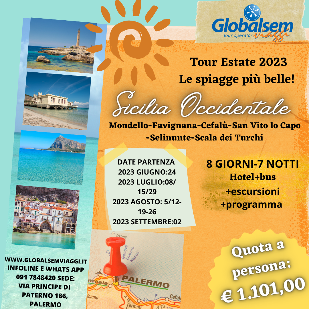 Tour estate 2023-SICILIA OCCIDENTALE. Tour delle spiagge più belle della Sicilia Occidentale!