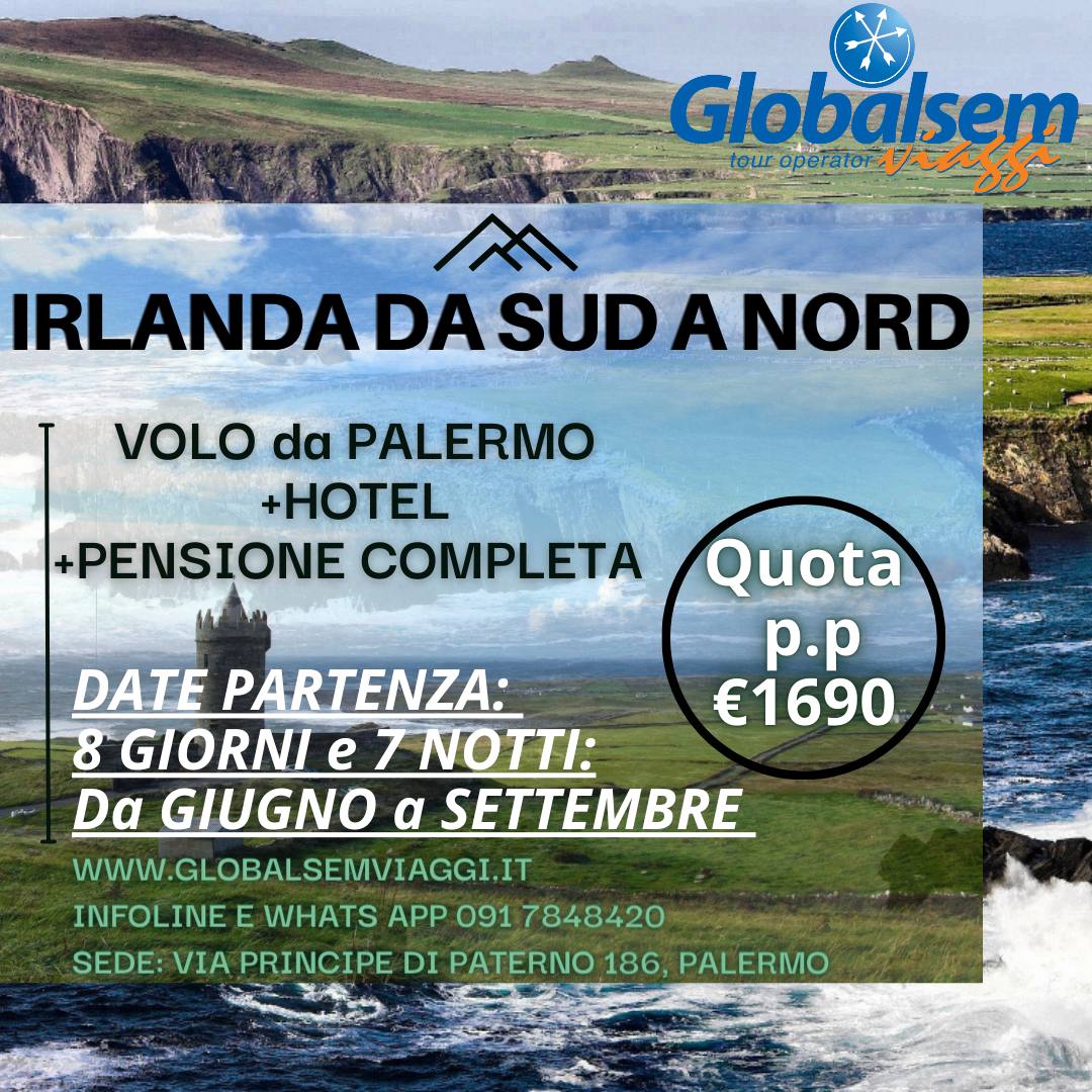 Offerta TOUR 2023 IRLANDA DA SUD A NORD da Palermo