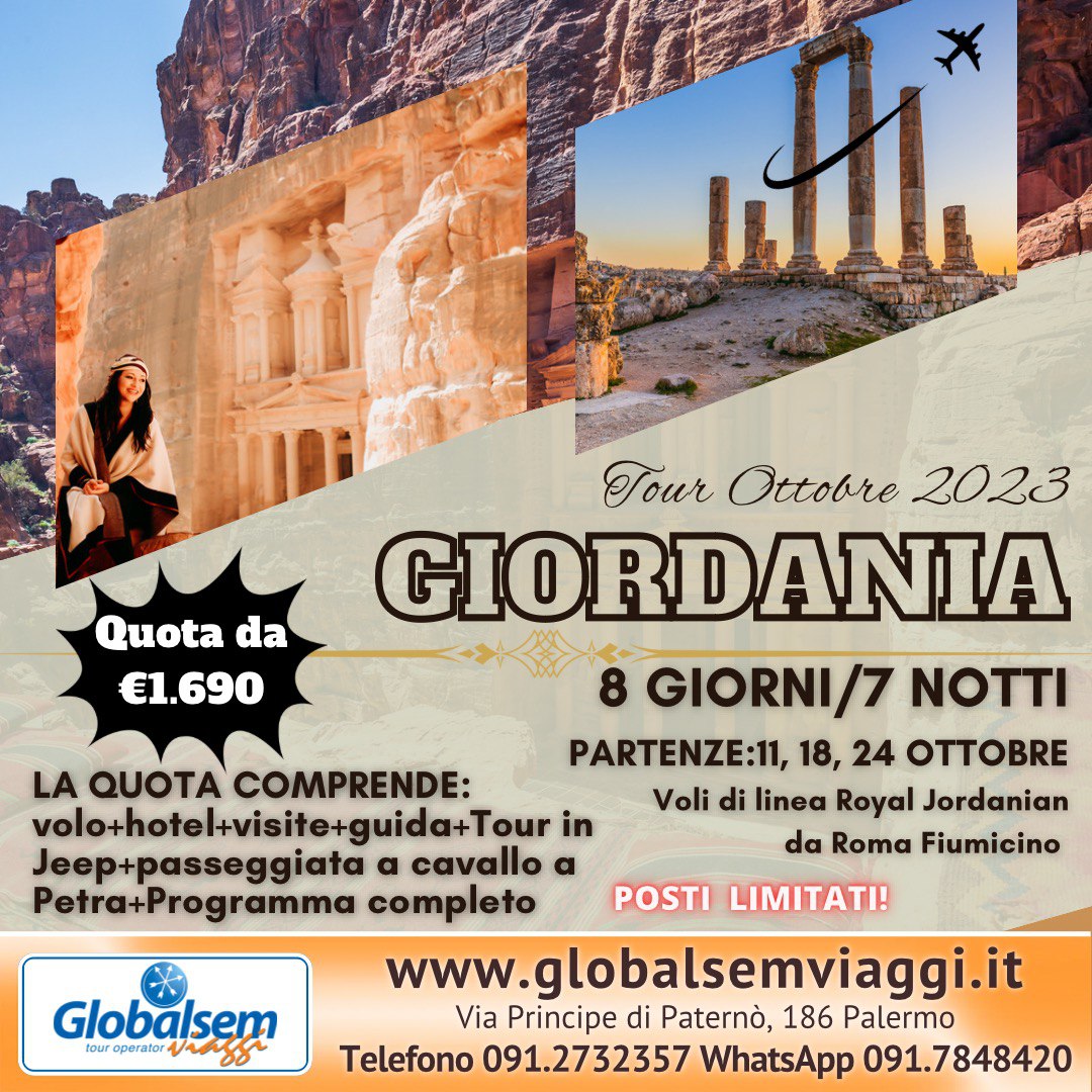 TOUR GIORDANIA 2023-8 GG/7NTT-->VOLI DA ROMA FIUMICINO. Ultime disponibilità di Ottobre.