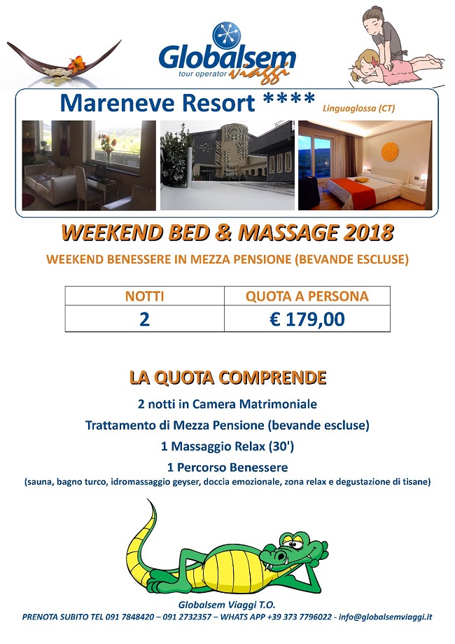 weekend benessere 2018 bed massage mareneve resort linguaglossa catania