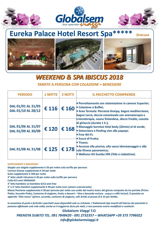 weekend benessere 2018 eureka palace resort ibiscus siracusa