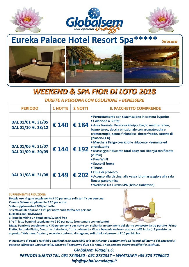 weekend benessere 2018 eureka palace resort loto siracusa