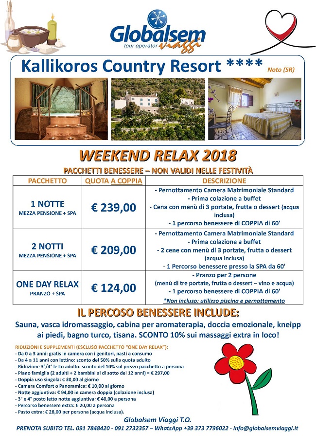 weekend benessere 2018 kallikoros country resort noto siracusa