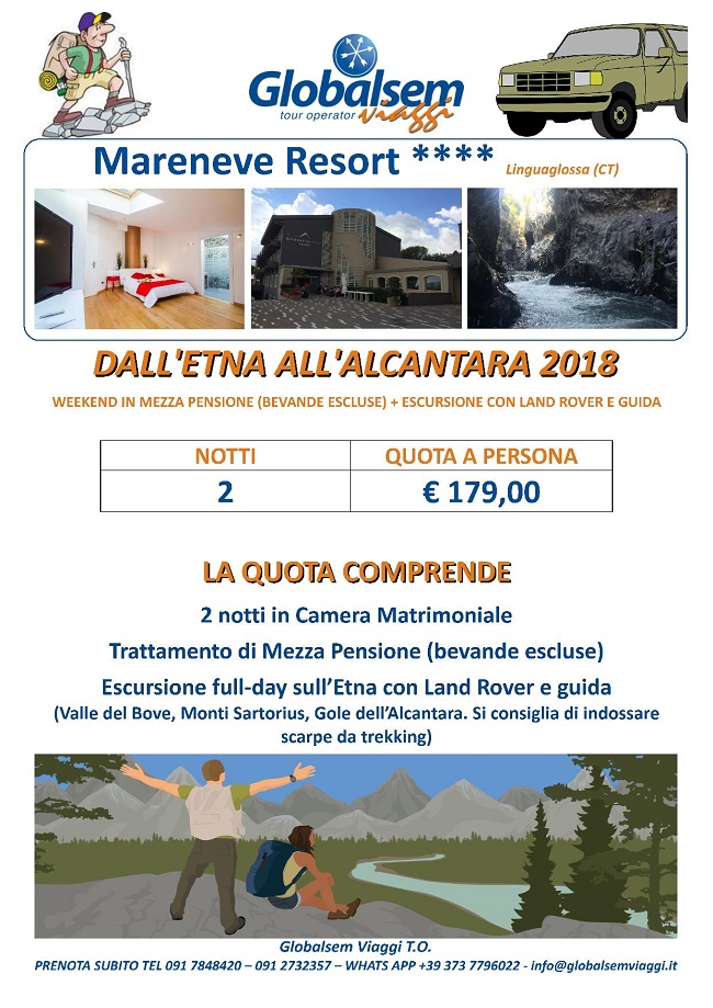weekend 2018 escursione etna alcantara mareneve resort linguaglossa catania