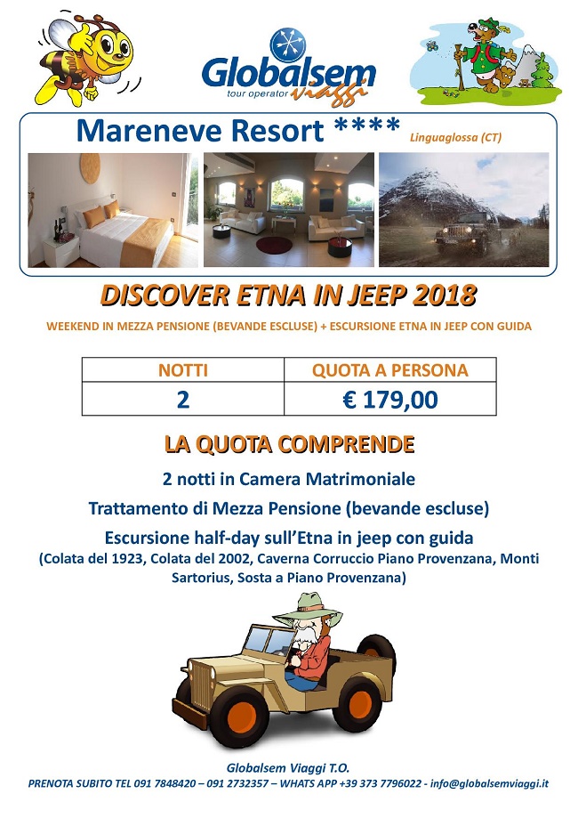 weekend 2018 escursione etna jeep mareneve resort linguaglossa catania