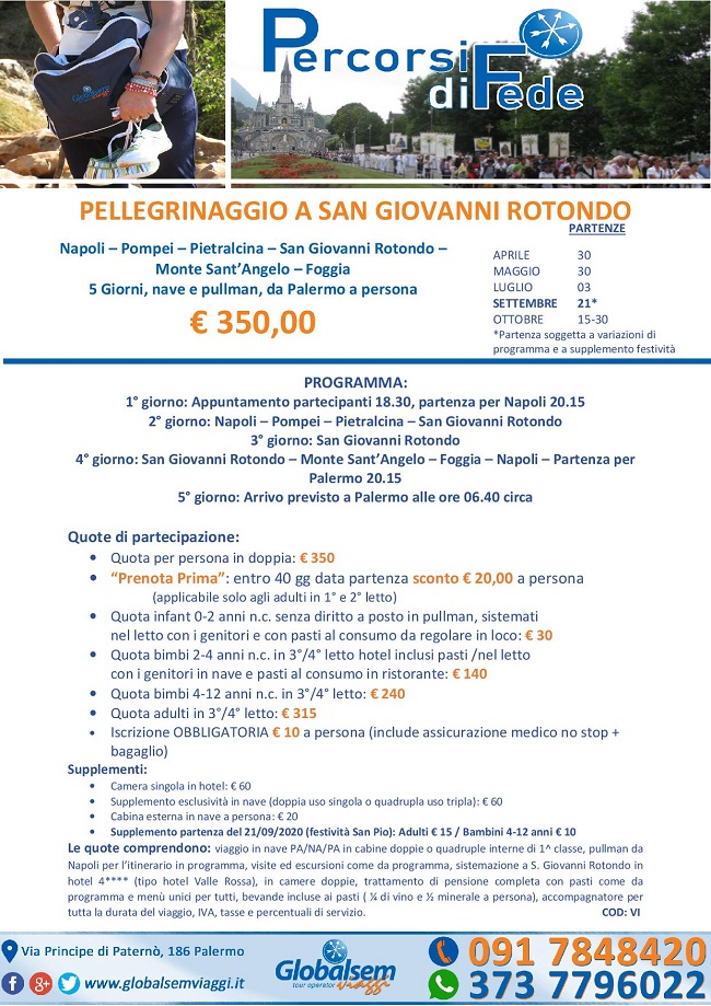 PELLEGRINAGGI 2020 San Giovanni Rotondo (FOGGIA) - Puglia